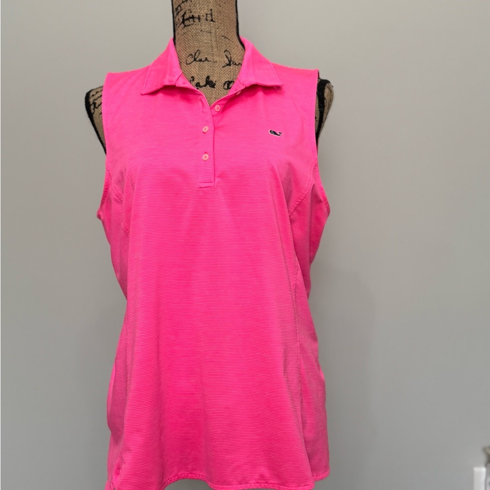Women's Pink Sleeveless Polo Top